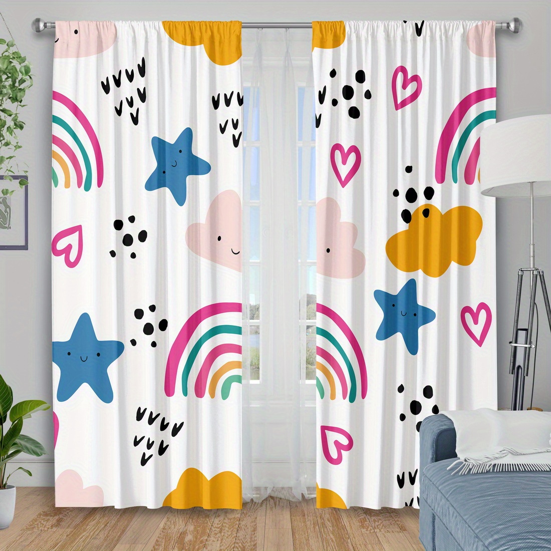 ม่านลายดาวรุ้งน่ารักสำหรับห้อง - Baby Nursery Curtains บทวิจารณ์และราคา