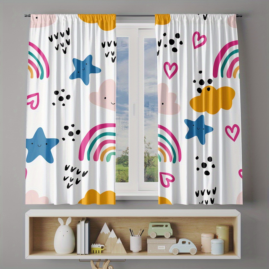 ม่านลายดาวรุ้งน่ารักสำหรับห้อง - Baby Nursery Curtains บทวิจารณ์และราคา