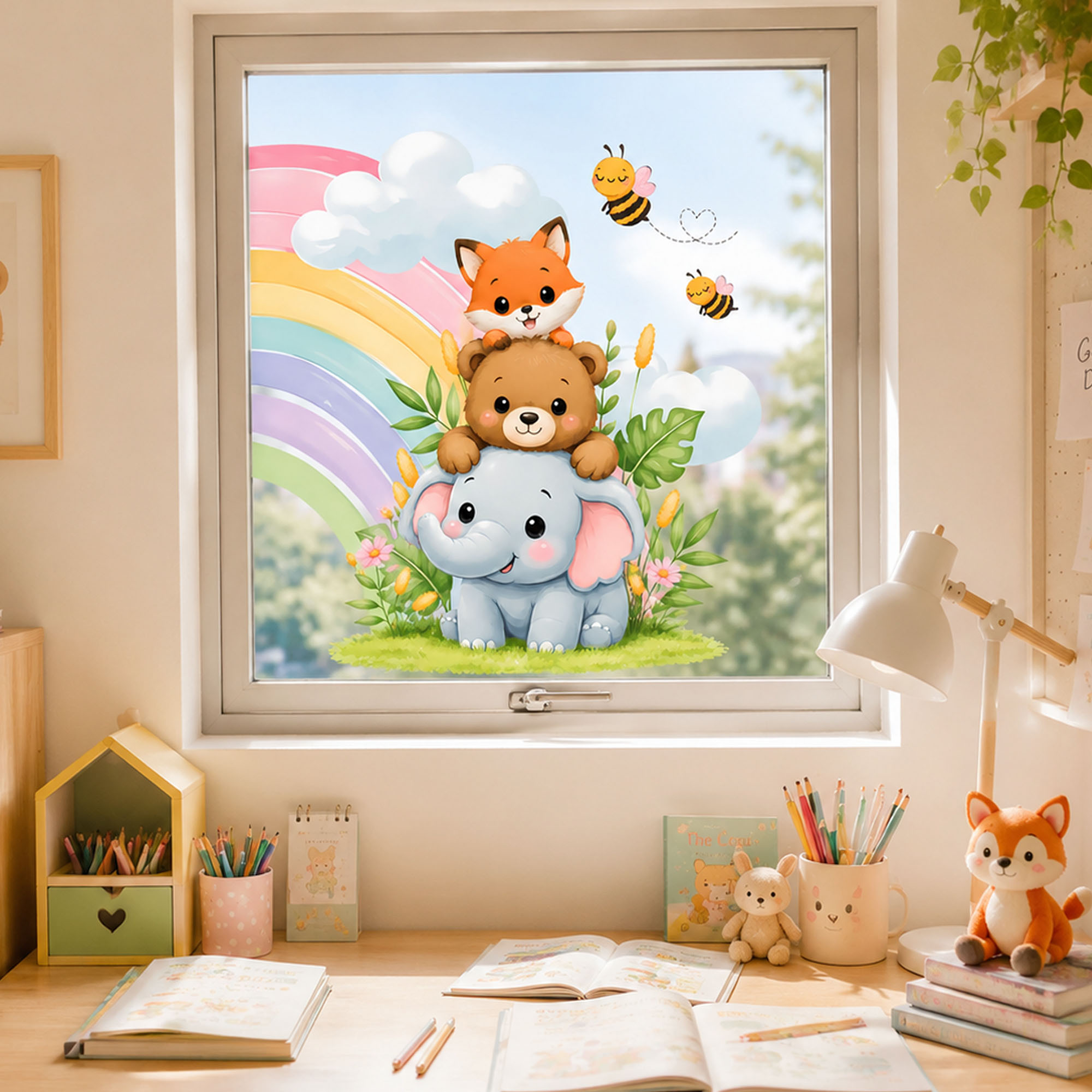 ฟิล์มติดกระจก ลายช้าง หมี สุนั - Baby Nursery Stickers บทวิจารณ์และราคา