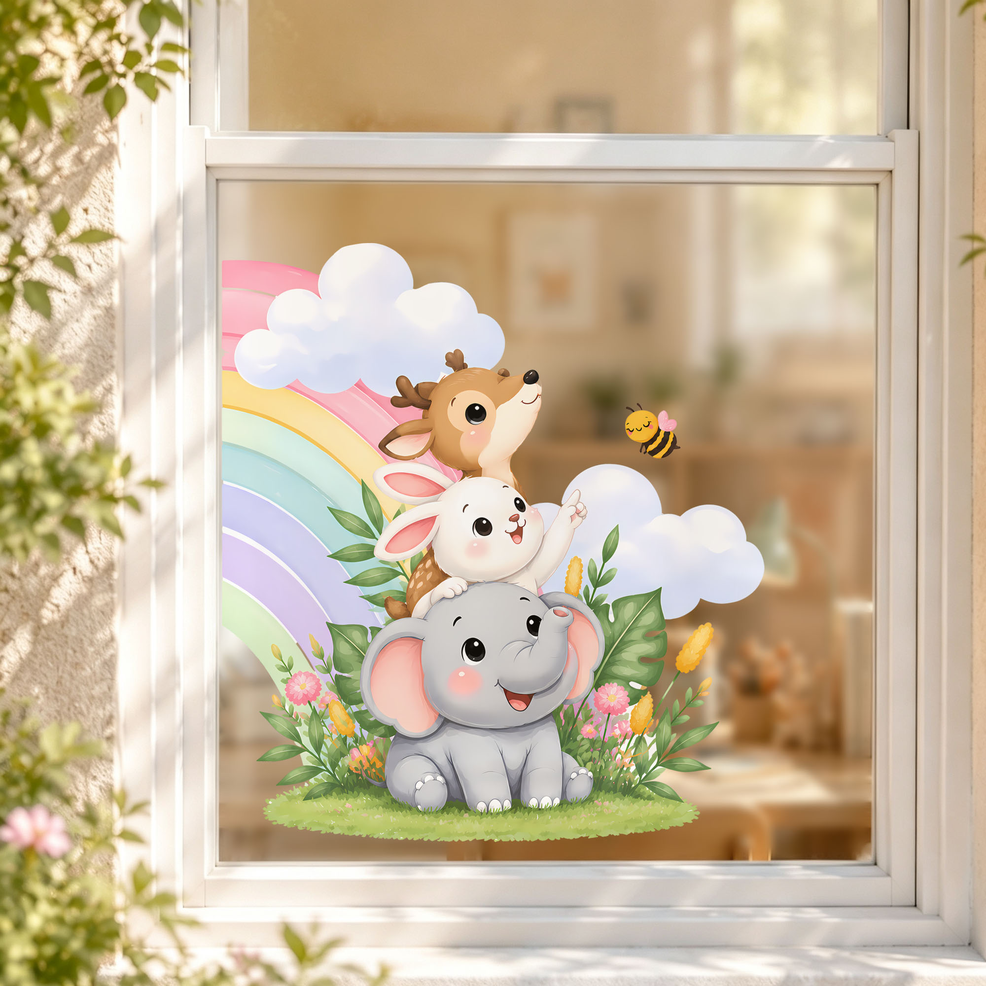 ฟิล์มติดกระจก ลายช้าง หมี สุนั - Baby Nursery Stickers บทวิจารณ์และราคา