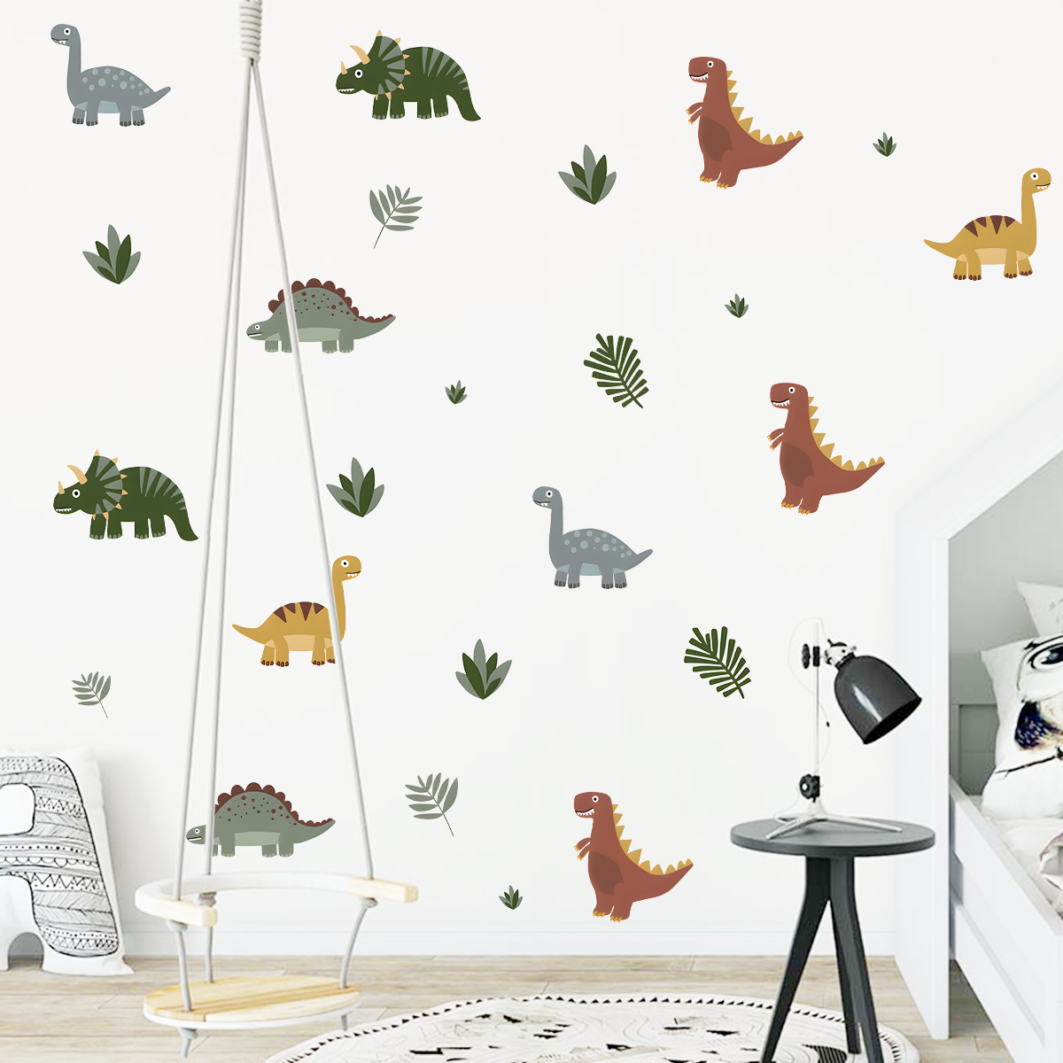 การ์ตูนน่ารักไดโนเสาร์สัตว์สติ - Wall Decal Nursery บทวิจารณ์และราคา