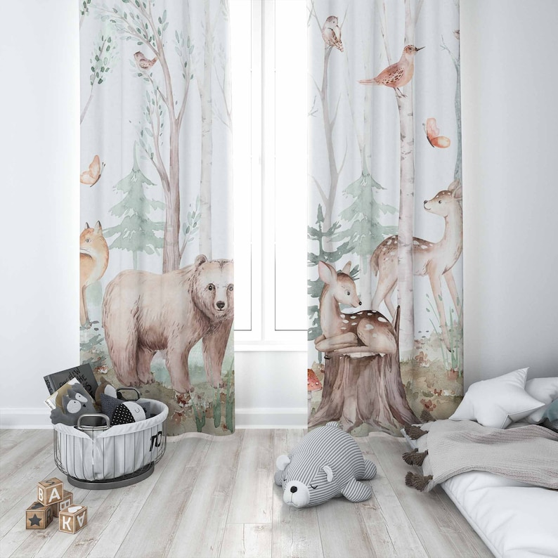ผ้าม่านลายสัตว์ป่า ผ้าม่านห้อง - Baby Nursery Curtains บทวิจารณ์และราคา