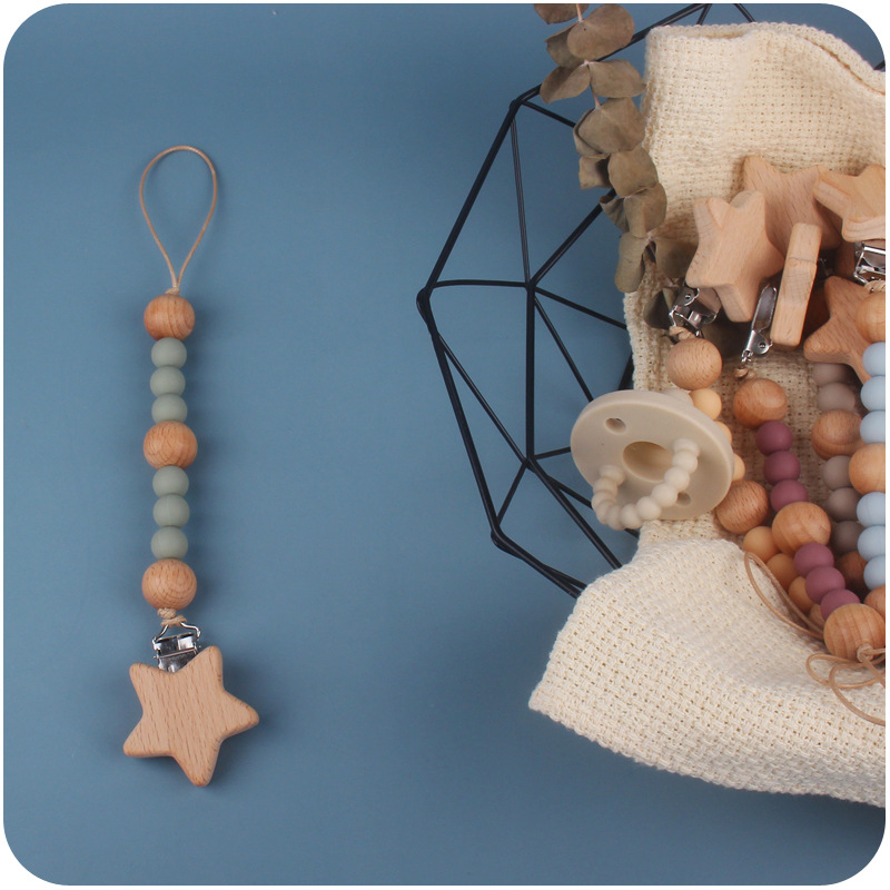Baby Pacifier คลิปโซ่ไม้ Star  - Baby Nursery Hospital บทวิจารณ์และราคา
