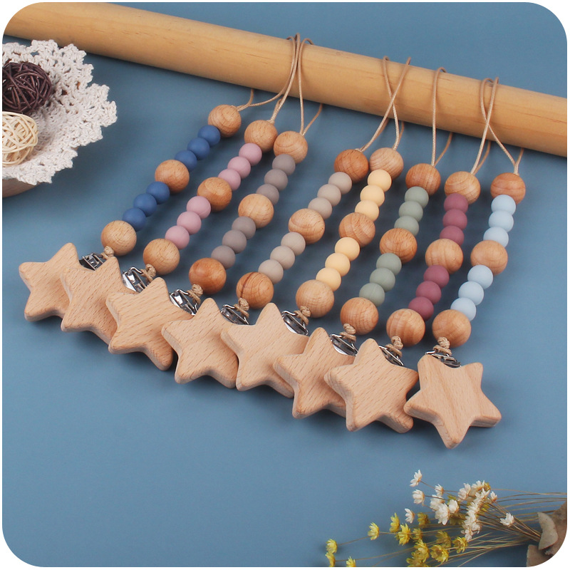 Baby Pacifier คลิปโซ่ไม้ Star  - Baby Nursery Hospital บทวิจารณ์และราคา