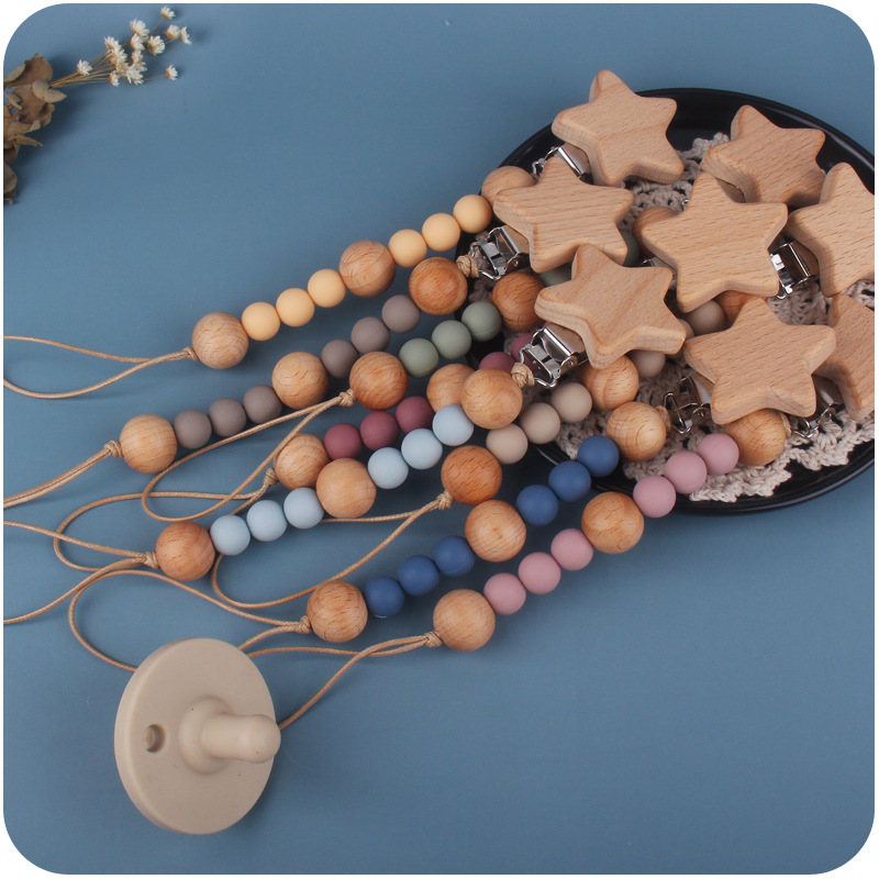Baby Pacifier คลิปโซ่ไม้ Star  - Baby Nursery Hospital บทวิจารณ์และราคา